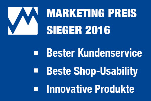 Marketing Preis Sieger 2016, Bester Kundenservice, Beste Shop-Usability, Innovative Produkte
